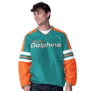 NFL Dolphins High Heat V-Neck Pullover‎ Windbreaker NWT Size L